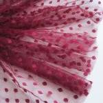 Burgundy spot tulle fabric ..